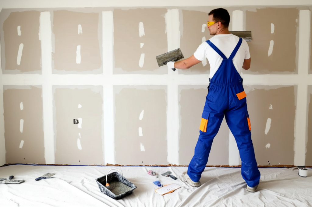 Professional repairing drywall